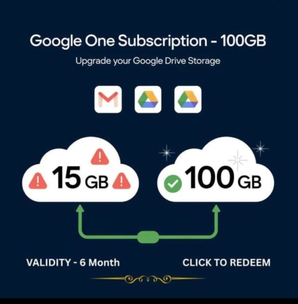 GOOGLE ONE STORAGE 100 GB 6 MONTHS